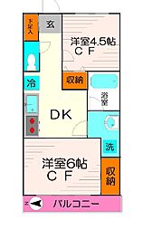 東松原フラッツ 2DKの間取図画像