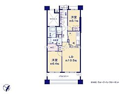 パークスクエア川口 2LDKの間取図画像
