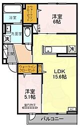 Lunaria 3階2LDKの間取り