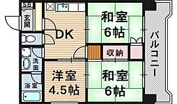 モンリベルテ天王寺 3DKの間取図画像