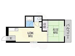 サンハイツ駒川 1LDKの間取図画像
