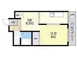 グリーンハイツ天王寺 1DKの間取図画像