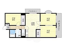 ルミエール天王寺 3LDKの間取図画像