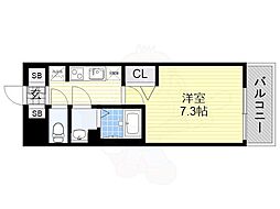 レシオス天王寺 1Kの間取図画像