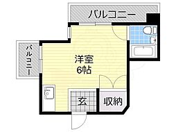 OLACOURT田辺 ワンルームの間取図画像