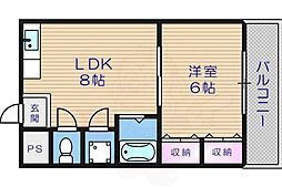 コーポイン美章園&河堀口 1LDKの間取図画像