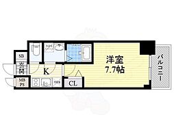 エスライズ天王寺EAST 1Kの間取図画像