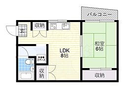朝日プラザ高津3 1LDKの間取図画像