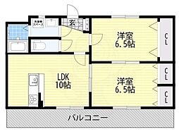 グランルージュ 2LDKの間取図画像