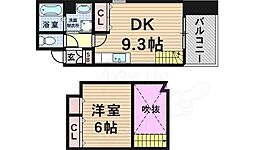 ブランミュール文の里 1DKの間取図画像