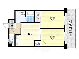 コーラル針中野 2DKの間取図画像
