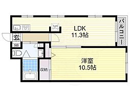 アールエスビル 1LDKの間取図画像