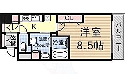 オリエンタル阿倍野メゾン 1Kの間取図画像