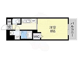 ワールドアイ天王寺ミラージュ 1Kの間取図画像
