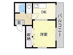 プレステル桑津 1DKの間取図画像