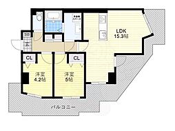 ネオコーポ阿倍野 2LDKの間取図画像