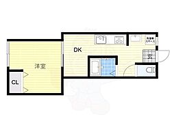 メープルリンク壱番館 1DKの間取図画像