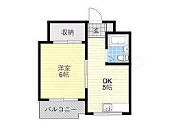 JPアパートメント東住吉4 1DKの間取図画像