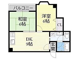 日栄ビル3号館 2DKの間取図画像