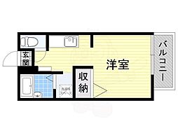 カネマスロイヤルコートC棟 ワンルームの間取図画像
