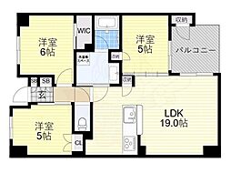 リバーガーデン四天王寺 3LDKの間取図画像