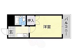 キッポー天王寺北 1Kの間取図画像