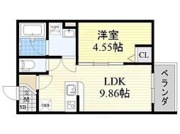 duplex天王寺東 1LDKの間取図画像