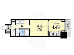 スプランディッド上本町WESTII 2Kの間取図画像