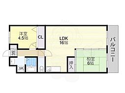 クレセントコート 2LDKの間取図画像