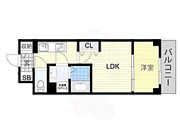 リアライズ鶴橋東2 1LDKの間取図画像