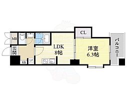 CITYSPIRE上町台 1LDKの間取図画像
