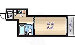 アップル天王寺 1Kの間取図画像