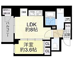 プレサンスロジェ天王寺真田山公園 1LDKの間取図画像