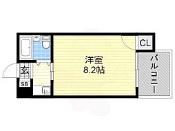 メロディーハイム美章園 1Kの間取図画像