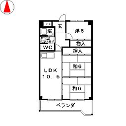 リバーサイド大和 3LDKの間取図画像