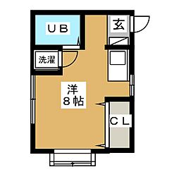 ヒルサイドプリンセス ワンルームの間取図画像
