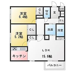 MONOLITH神沢 2LDKの間取図画像