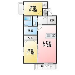 MONOLITH神沢 2LDKの間取図画像