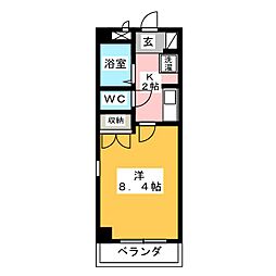 ユースウィル藤塚 1Kの間取図画像