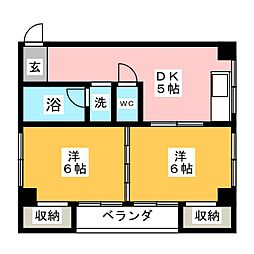 山本屋ビル 2DKの間取図画像