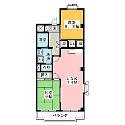 セゾン境根 2LDKの間取図画像