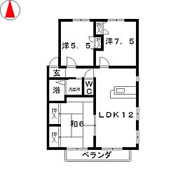ブルージュ神沢 3LDKの間取図画像
