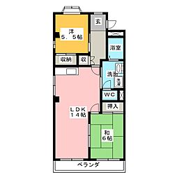 グランヒルズ横吹A館 2LDKの間取図画像