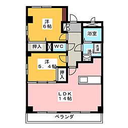 ガーデニングヒルズ神の倉2 2LDKの間取図画像