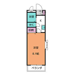 第二福谷ビル 1Kの間取図画像