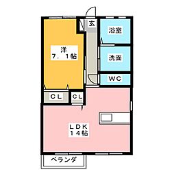カトル・セゾン 1LDKの間取図画像