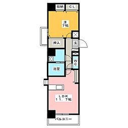 アレーヌコート野並 1LDKの間取図画像