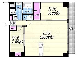 プレジオ西宮北口 2LDKの間取図画像