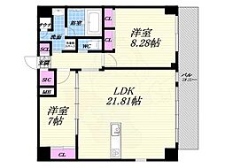 プレジオ西宮北口 2LDKの間取図画像