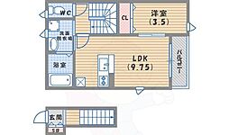 コーポラス若草EAST 1LDKの間取図画像